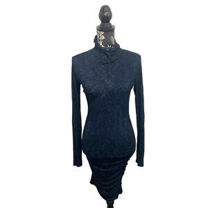 Velvet by Graham & Spencer Dacey Sweater Dress Bodycon Turtleneck Blue USA Small